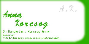 anna korcsog business card